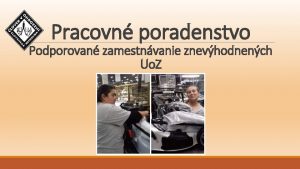 Pracovn poradenstvo Podporovan zamestnvanie znevhodnench Uo Z Vznik