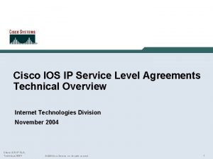 Cisco service level agreement Cisco service level agreement