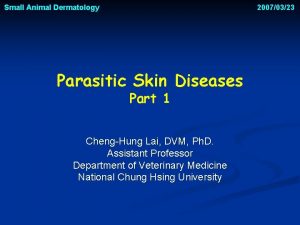 Small Animal Dermatology 20070323 Parasitic Skin Diseases Part