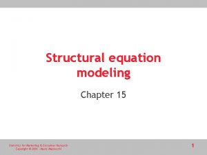 Structural equation modeling Chapter 15 Statistics for Marketing