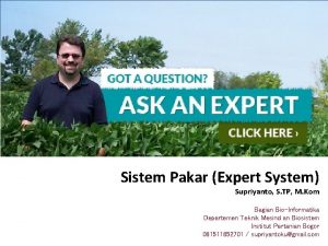 Sistem Pakar Expert System Supriyanto S TP M