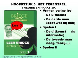 HOOFDSTUK 3 HET TEGENSPEL THEORIE EN PRAKTIJK Les