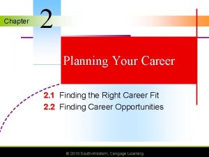 Chapter 2 planning your career Chapter 2 planning your career