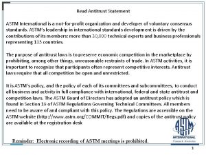 Read Antitrust Statement ASTM International is a notforprofit