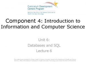 Component 4 Introduction to Information and Computer Science