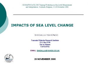 ODINAFRICAGLOSS Training Workshop on SeaLevel Measurement and Interpretation