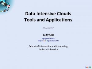 Data Intensive Clouds Tools and Applications May 2