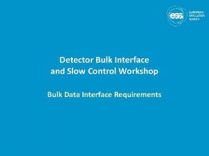 Detector Bulk Interface and Slow Control Workshop Bulk