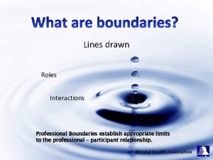 Lines drawn Roles Interactions Professional Boundaries establish appropriate
