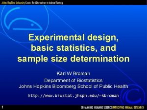 Experimental design basic statistics and sample size determination