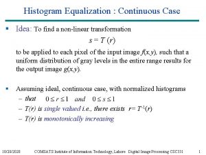 Histogram equalisation in image processing