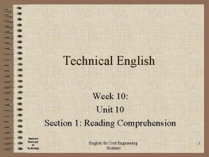 Technical English Week 10 Unit 10 Section 1