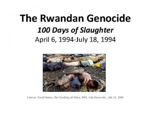 The Rwandan Genocide 100 Days of Slaughter April