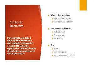 Cahier de laboratoire exemple