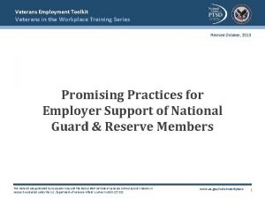 Veterans Employment Toolkit Veterans in the Workplace Training