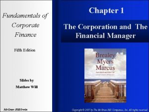 Fundamentals of corporate finance, chapter 1