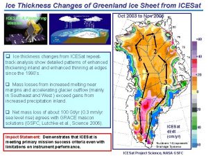 Ice Thickness Changes of Greenland Ice Sheet from Ice Thickness Changes of Greenland Ice Sheet from