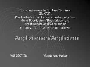 Sprachwissenschaftliches Seminar BKS Die lexikalischen Unterschiede zwischen dem