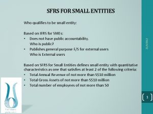 Sfrs for small entities