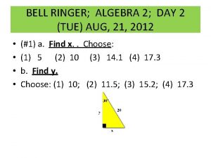 Algebra 2 bell ringers