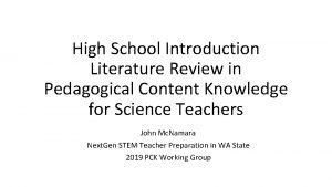 High School Introduction Literature Review in Pedagogical Content