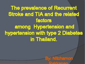 The prevalence of Recurrent Stroke and TIA and