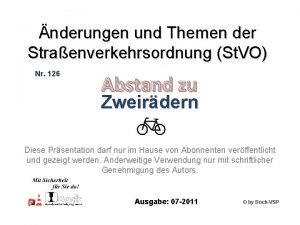 nderungen und Themen der Straenverkehrsordnung St VO Nr