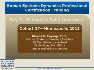 Human systems dynamics