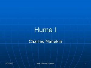 Hume I Charles Manekin 10292020 Modern Philosophy PHIL