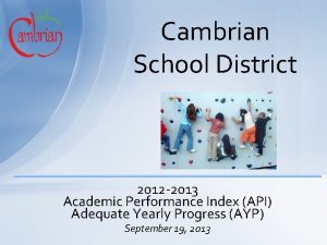 Cambrian School District 2012 2013 Academic Performance Index