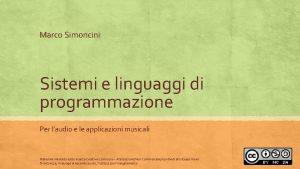 Marco Simoncini Sistemi e linguaggi di programmazione Per