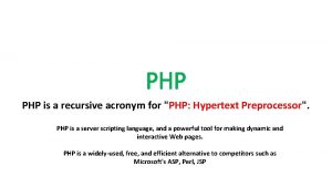 Php is an acronym for