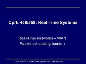 Cpr E 458558 RealTime Systems RealTime Networks WAN
