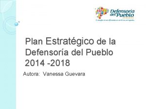 Plan Estratgico de la Defensora del Pueblo 2014