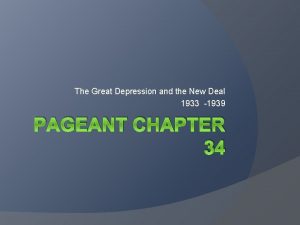 The Great Depression and the New Deal 1933