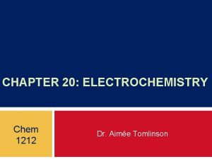 CHAPTER 20 ELECTROCHEMISTRY Chem 1212 Dr Aime Tomlinson