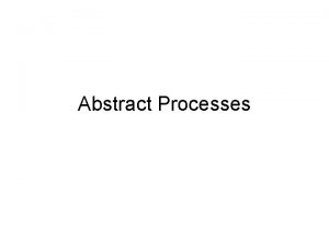 Abstract Processes Background First there was Abstract Processes
