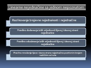 Linearne nejednaine sa jednom nepoznatom Razlikovanje brojevne nejednakosti