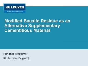 Modified Bauxite Residue as an Alternative Supplementary Cementitious