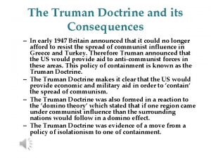 Why was the truman doctrine created