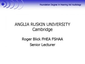 Audiology foundation degree