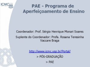 PAE Programa de Aperfeioamento de Ensino Coordenador Prof