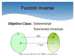 Funcin Inversa Objetivo Clase Determinar funciones Inversas Sea