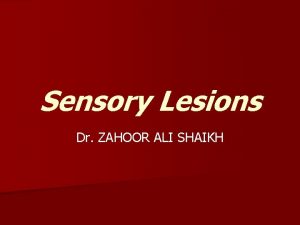 Sensory Lesions Dr ZAHOOR ALI SHAIKH Peripheral Neuropathy