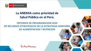 La ANEMIA como prioridad de Salud Pblica en