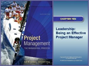 CHAPTER TEN Leadership Being an Effective Project Manager