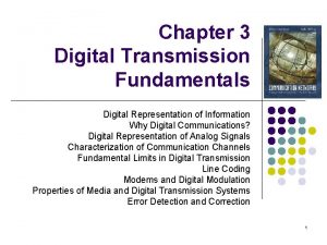 Chapter 3 Digital Transmission Fundamentals Digital Representation of