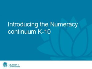 Numeracy continuum