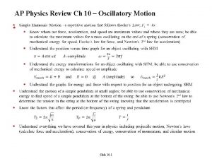 AP Physics Review Ch 10 Oscillatory Motion Slide