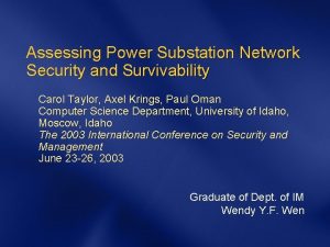 Assessing Power Substation Network Security and Survivability Carol